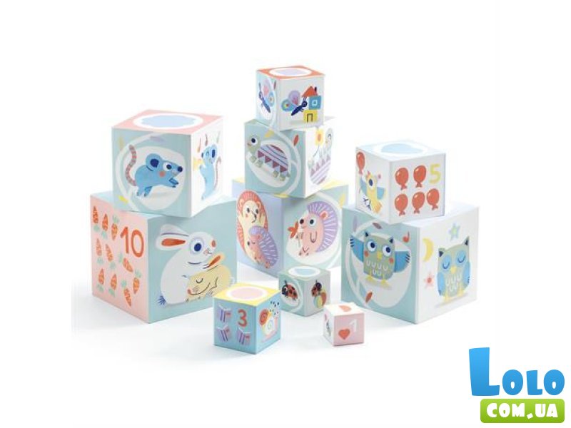 Кубики-пирамидка Милые зверьки, Djeco