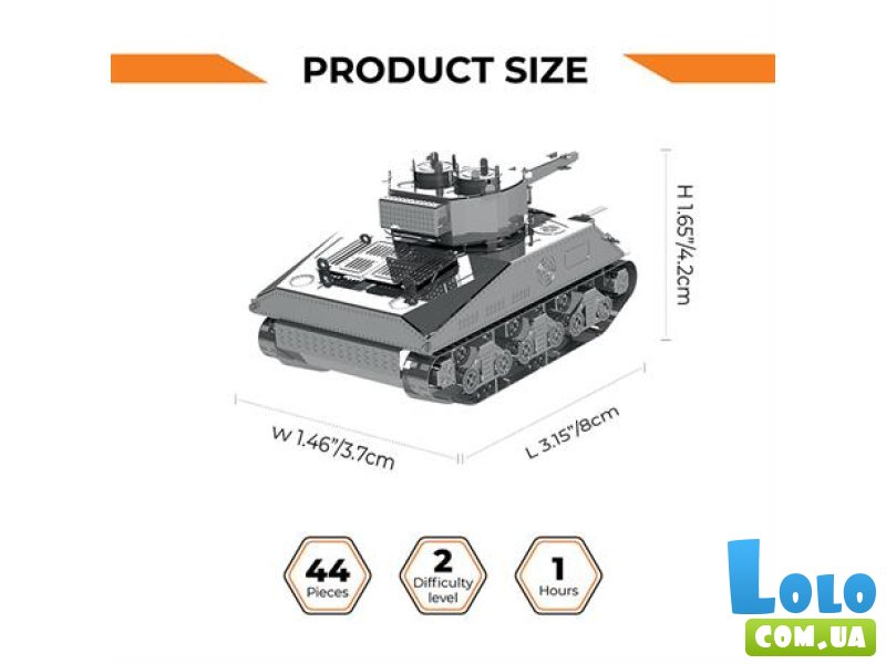 Конструктор Танк M4 Sherman, Metal Time (MT070), 44 дет.