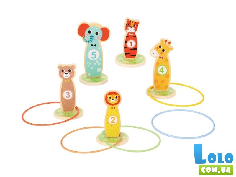 Деревянная игра Кольцеброс. Сообразительные животные, Tooky Toy