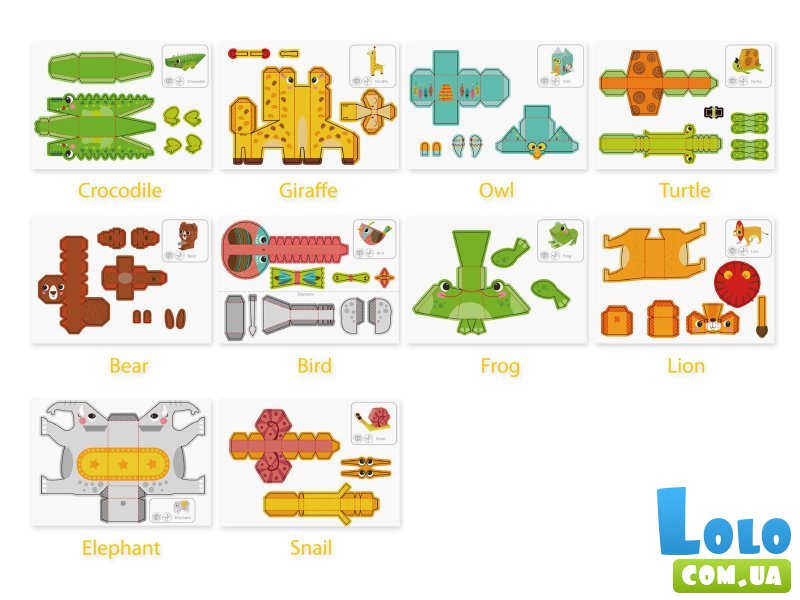 3D оригами Дикие животные, Tooky Land