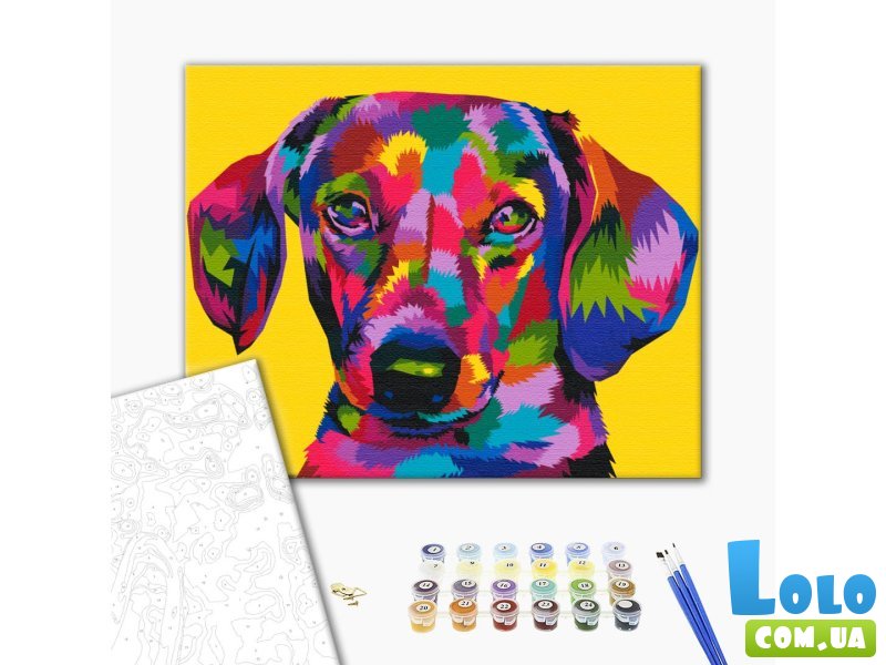 Картина по номерам Радужная такса, Brushme (40х50 см)