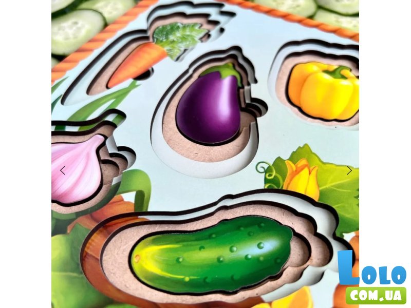 Деревянные пазлы-вкладыши Корзина с овощами - 1, Ubee