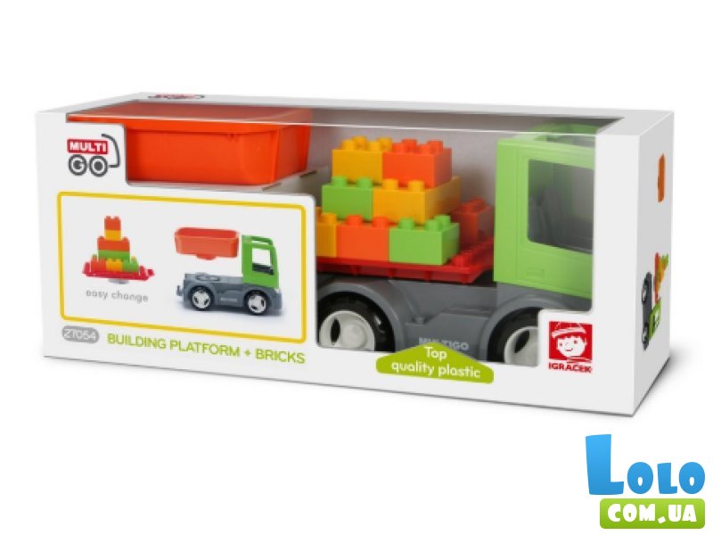 Машина Строительная платформа с кубиками 2 в 1, Efko