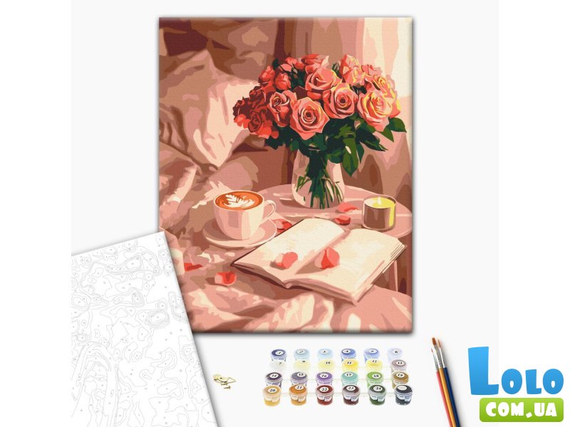 Картина по номерам Аромат роз и кофе, Brushme (40х50 см)