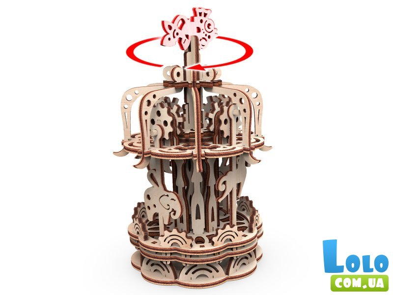 Деревянный механический конструктор Карусель S, MR.PLAYWOOD (10404), 88 дет.
