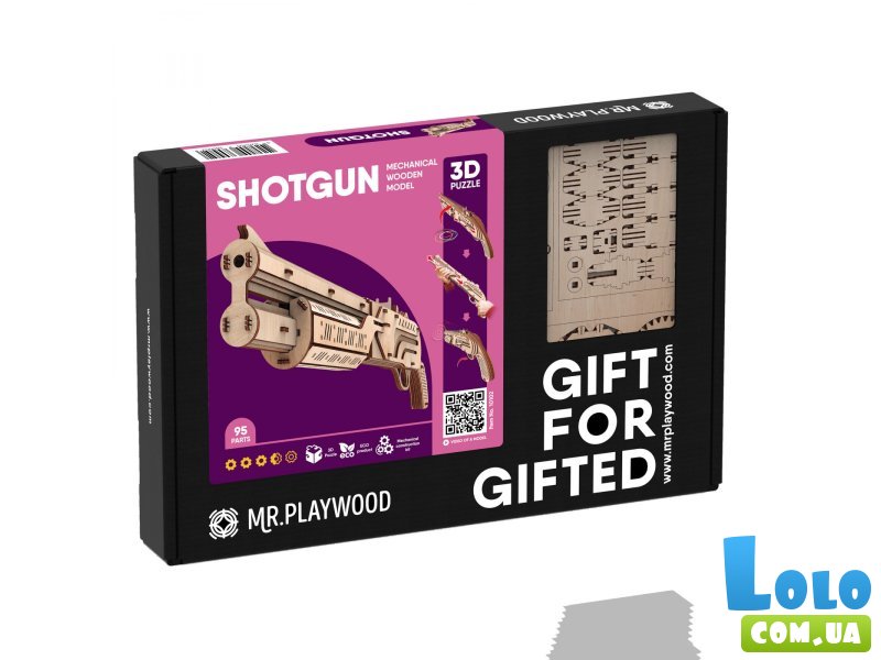 Деревянный механический 3D конструктор Ружье, MR.PLAYWOOD (10102), 96 дет.