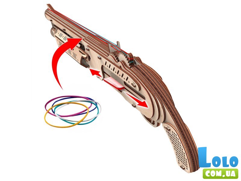 Деревянный механический 3D конструктор Ружье, MR.PLAYWOOD (10102), 96 дет.