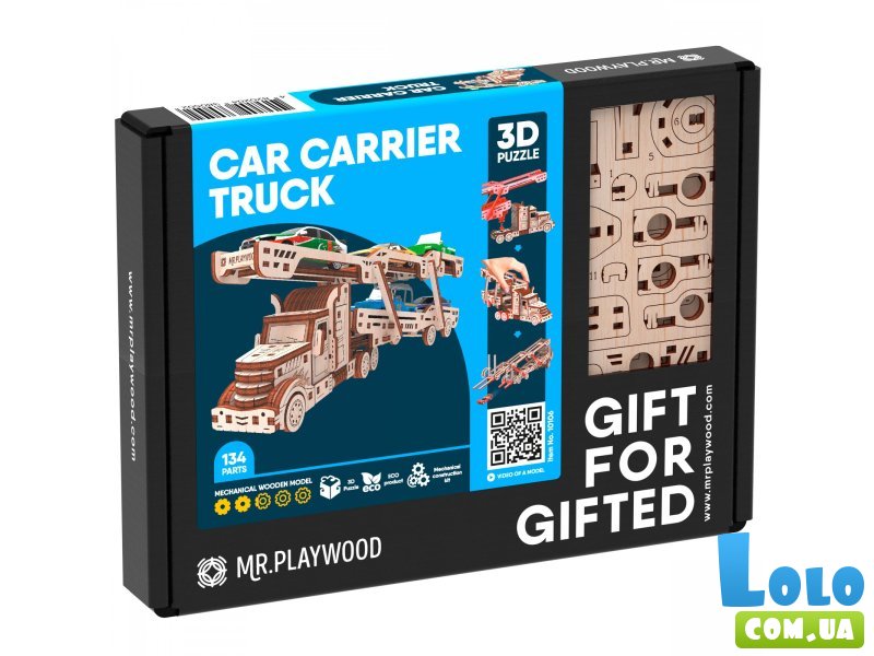 Деревянный механический 3D конструктор Автовоз, MR.PLAYWOOD (10106), 134 дет.
