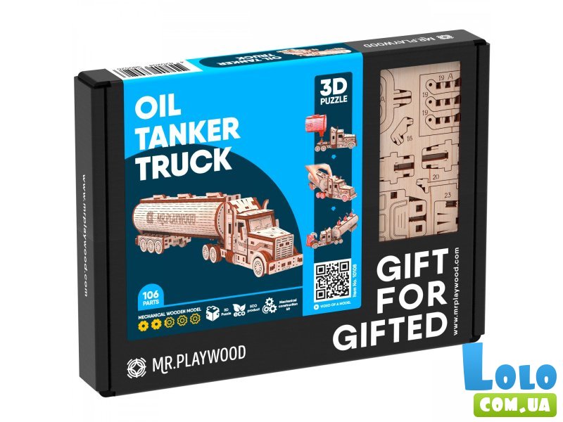 Деревянный механический 3D конструктор Бензовоз, MR.PLAYWOOD (10108), 106 дет.