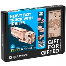 Деревянный механический 3D конструктор Тягач с прицепом, MR.PLAYWOOD (10110), 88 дет.