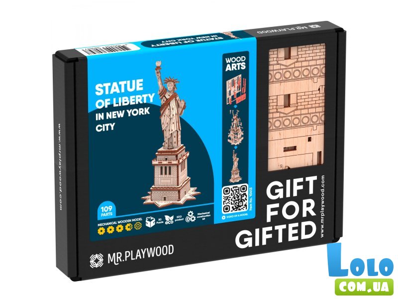 Деревянный механический конструктор Статуя Свободы, MR.PLAYWOOD (10413), 109 дет.