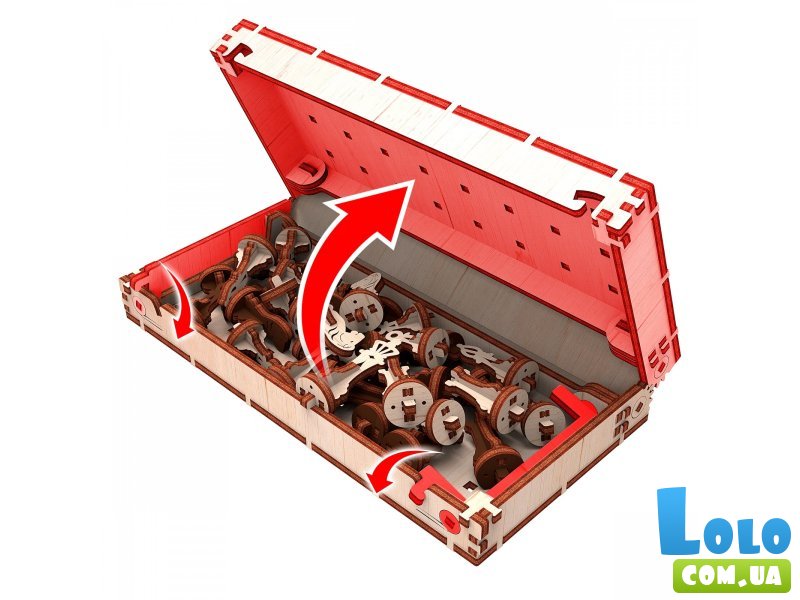 Деревянный механический 3D конструктор Шахматы, MR.PLAYWOOD (10901), 129 дет.