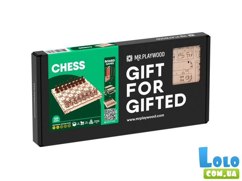 Деревянный механический 3D конструктор Шахматы, MR.PLAYWOOD (10901), 129 дет.