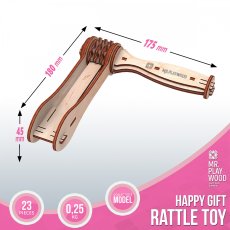 Деревянный механический 3D конструктор Трещотка, MR.PLAYWOOD (10502), 23 дет.