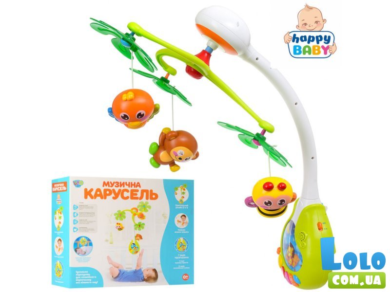 Музыкальная карусель на кроватку с подвесными игрушками, Limo Toy