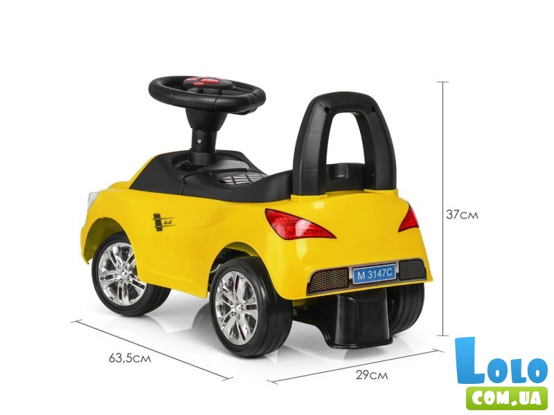 Автомобиль для прогулок - толокар Mercedes, Bambi (желтый)