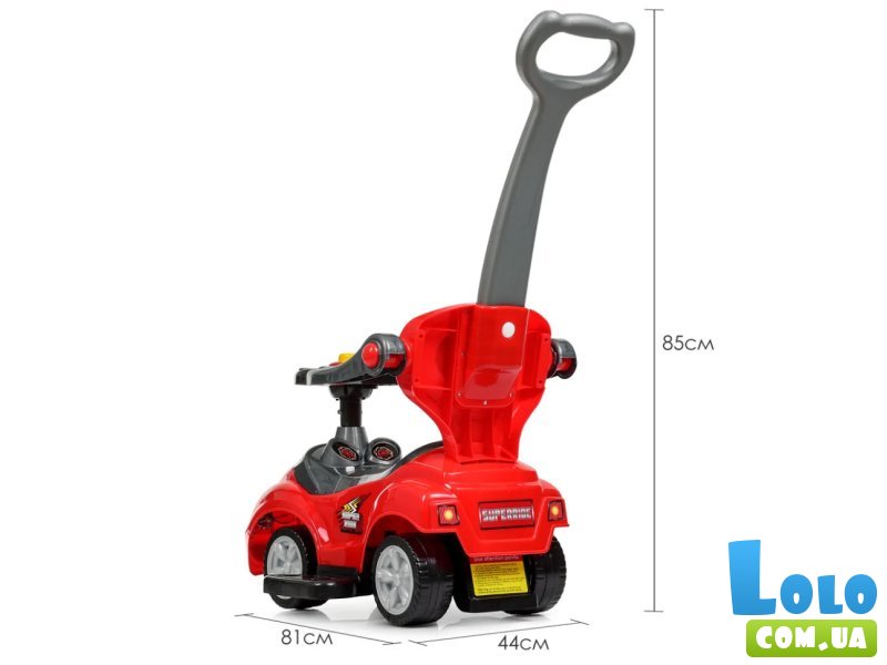 Автомобиль для прогулок – толокар с родительской ручкой, Bambi (красный)