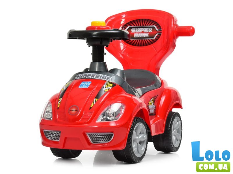 Автомобиль для прогулок – толокар с родительской ручкой, Bambi (красный)