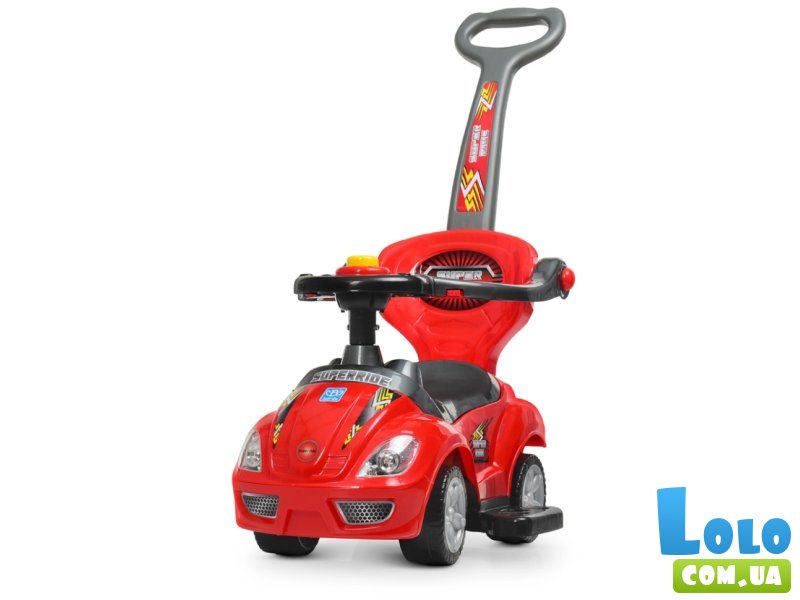 Автомобиль для прогулок – толокар с родительской ручкой, Bambi (красный)