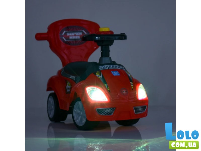 Автомобиль для прогулок – толокар с родительской ручкой, Bambi (красный)