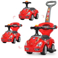 Автомобиль для прогулок – толокар с родительской ручкой, Bambi (красный)