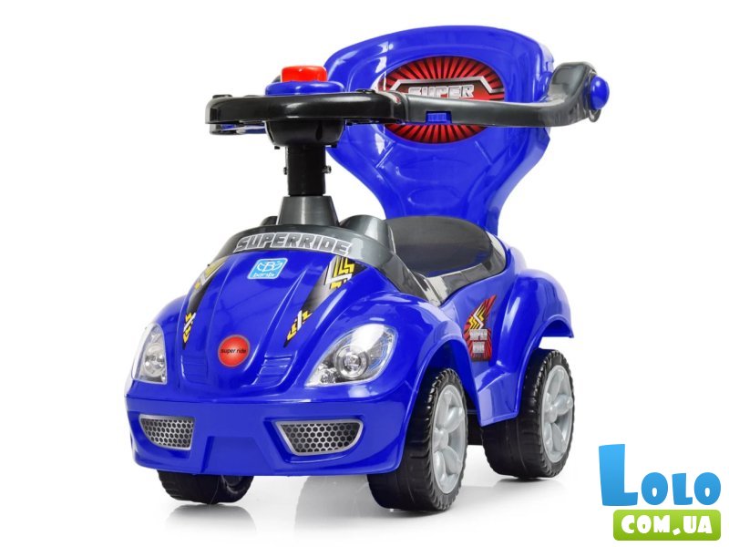 Автомобиль для прогулок – толокар с родительской ручкой, Bambi (синий)