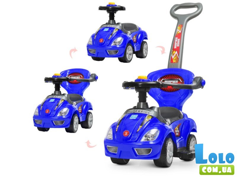 Автомобиль для прогулок – толокар с родительской ручкой, Bambi (синий)