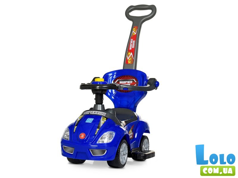 Автомобиль для прогулок – толокар с родительской ручкой, Bambi (синий)