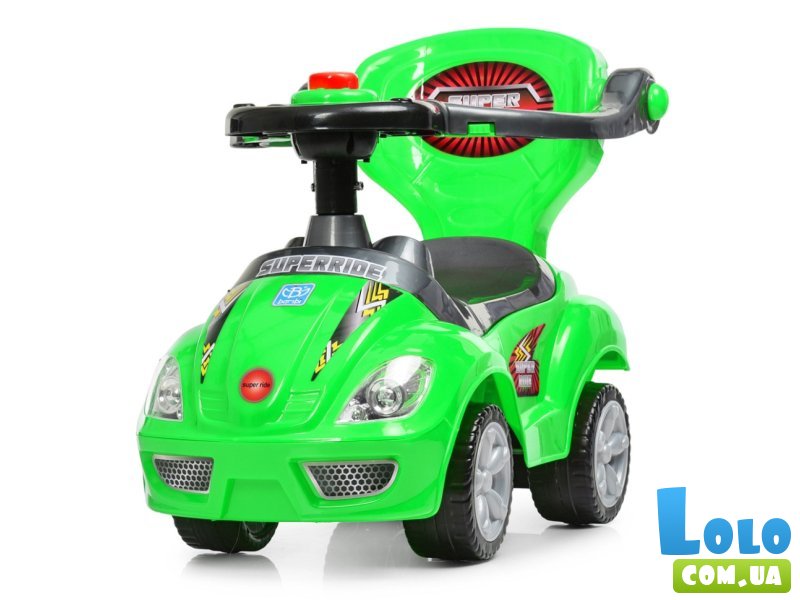 Автомобиль для прогулок – толокар с родительской ручкой, Bambi (зеленый)