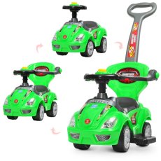 Автомобиль для прогулок – толокар с родительской ручкой, Bambi (зеленый)