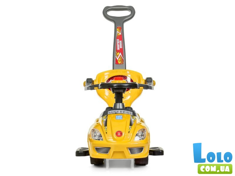 Автомобиль для прогулок – толокар с родительской ручкой, Bambi (желтый)