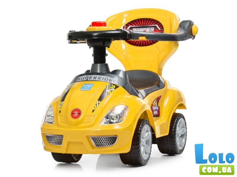 Автомобиль для прогулок – толокар с родительской ручкой, Bambi (желтый)