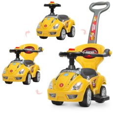 Автомобиль для прогулок – толокар с родительской ручкой, Bambi (желтый)