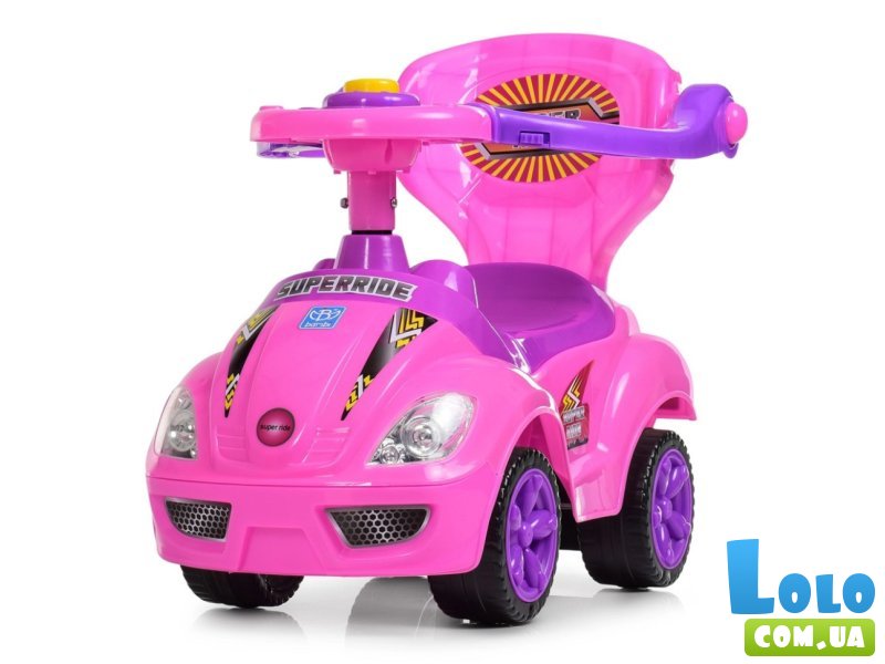 Автомобиль для прогулок – толокар с родительской ручкой, Bambi (розовый)