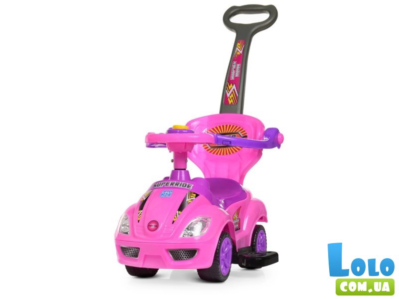 Автомобиль для прогулок – толокар с родительской ручкой, Bambi (розовый)