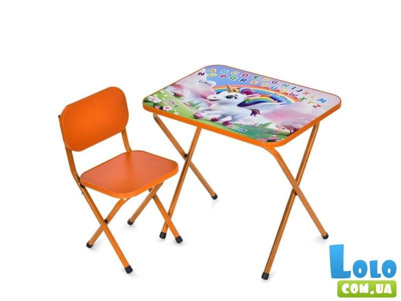 Столик со стулом Единорог, Bambi (оранжевый)