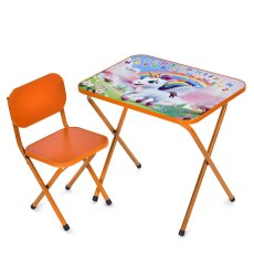 Столик со стулом Единорог, Bambi (оранжевый)