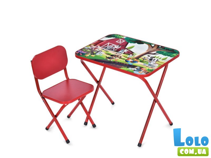 Столик со стулом Домашние животные, Bambi (красный)