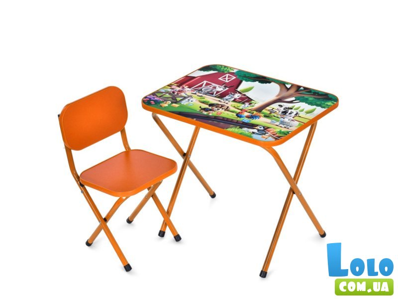 Столик со стулом Домашние животные, Bambi (оранжевый)