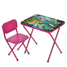 Детский столик со стулом Зверюшки, Bambi (малиновый)