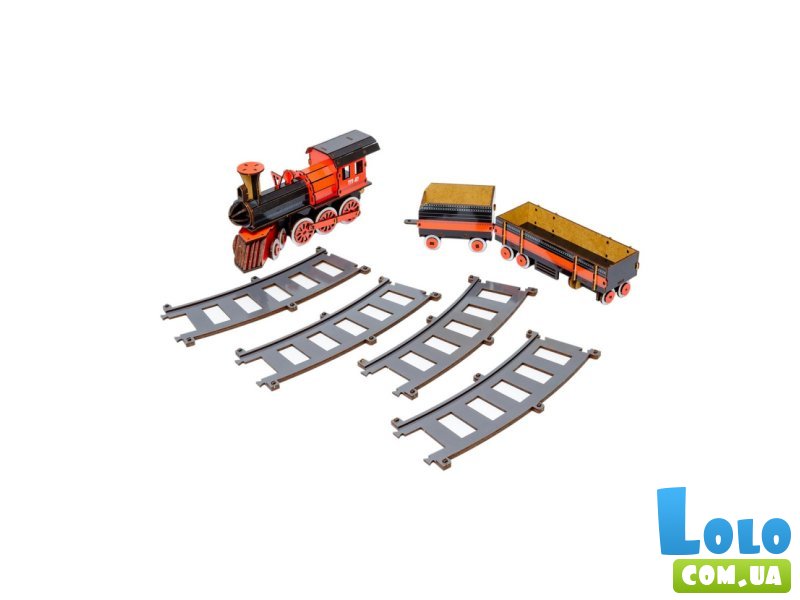 Деревянный 3D конструктор Поезд, PuzzleOk (Puz-00924), 231 дет.