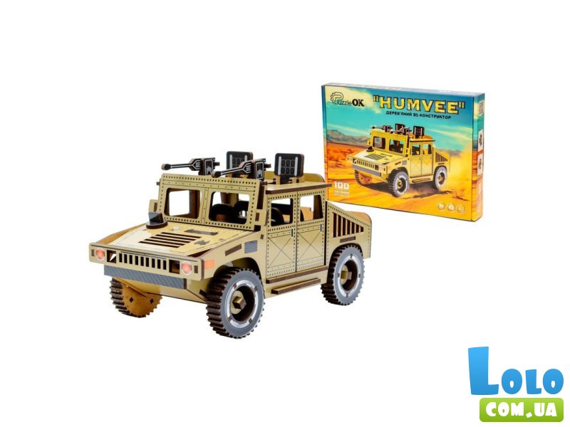 Деревянный 3D конструктор Humvee, PuzzleOk (Puz-00927), 100 дет.