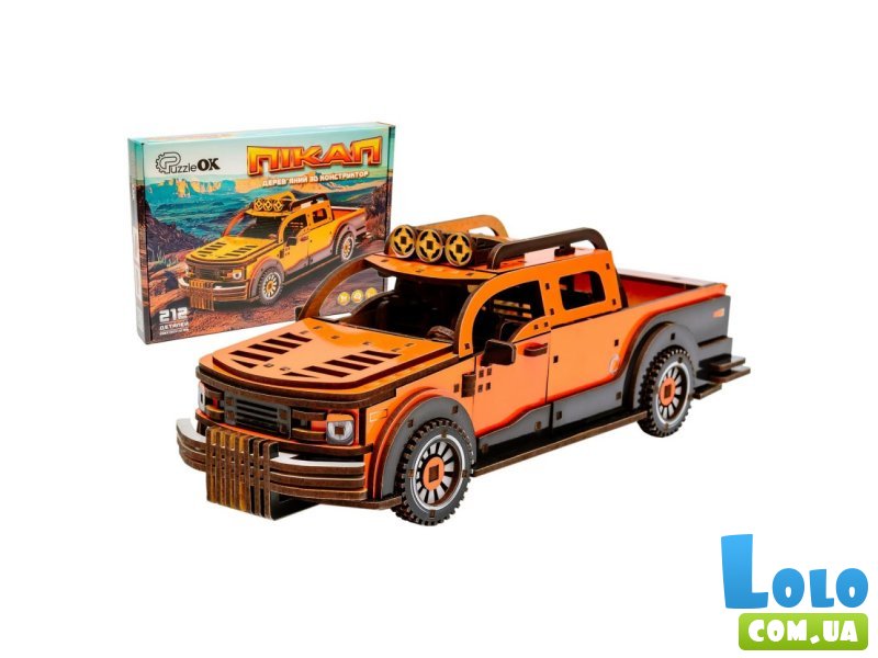 Деревянный 3D конструктор Пикап, PuzzleOk (Puz-00931), 212 дет.
