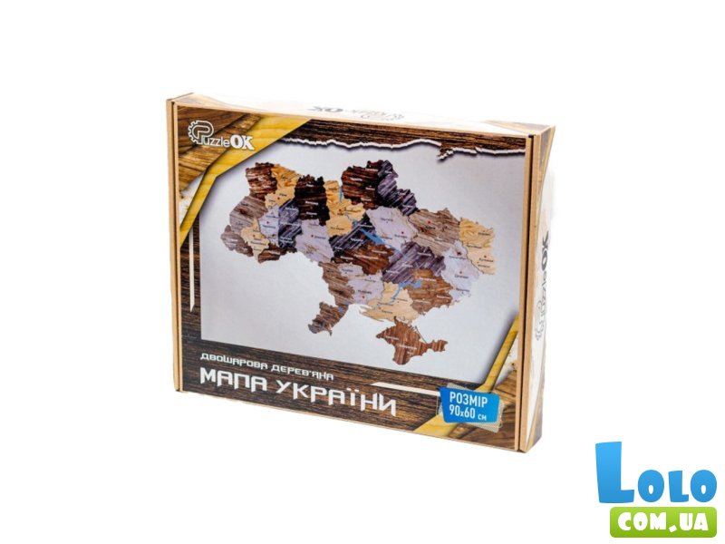 Деревянный пазл Карта Украины, PuzzleOK