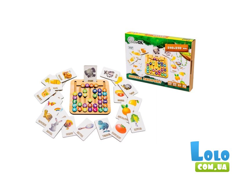 Деревянная игрушка Алфавит лабиринт, PuzzleOK