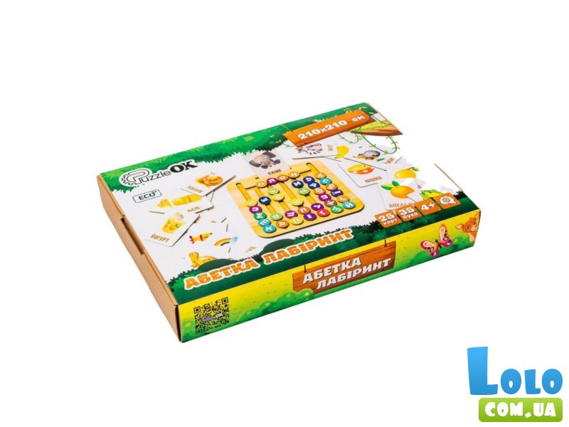 Деревянная игрушка Алфавит лабиринт, PuzzleOK