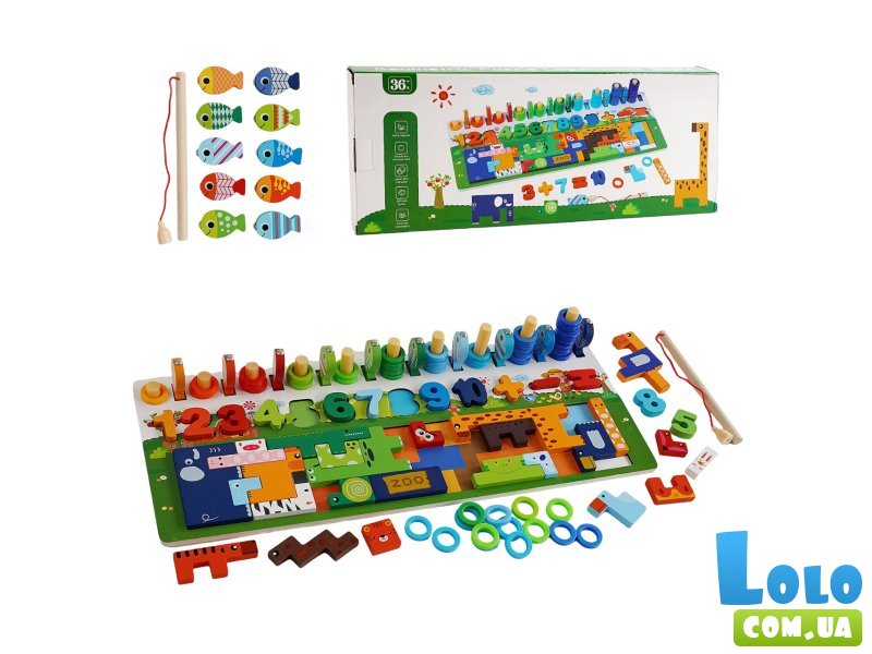 Деревянная игрушка Геометрика с магнитной рыбалкой