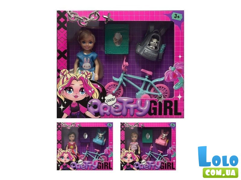 Кукла с велосипедом и любимцем (в ассортименте)