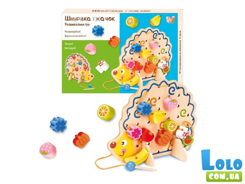 Шнуровка деревянная Ёжик, WToys