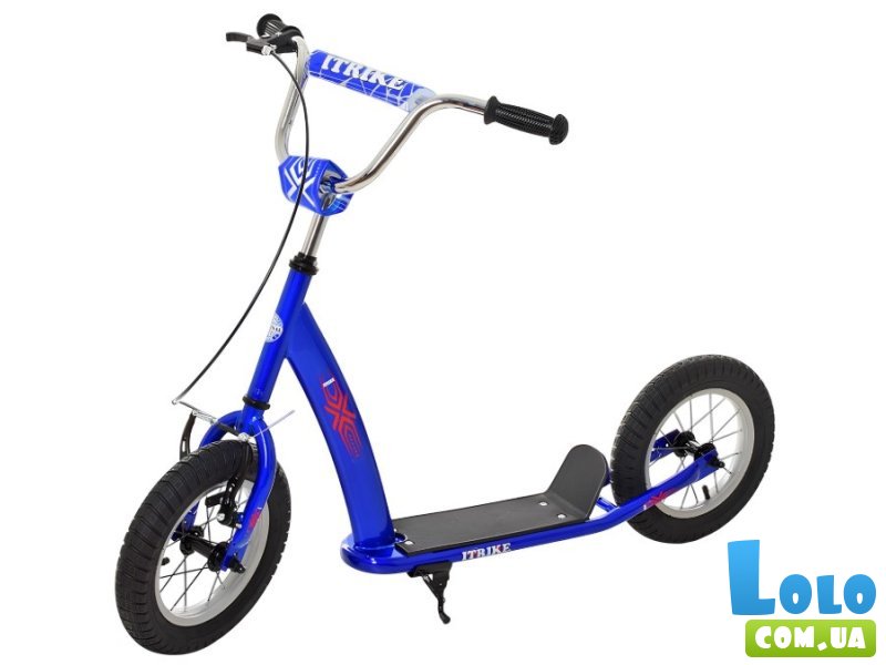 Самокат городской с надувными колесами, iTrike (синий)